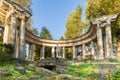 The Apollo Colonnade at golden autumn time in the Pavlovsk Park, Russia Royalty Free Stock Photo